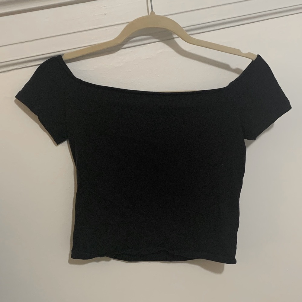 Black Off-Shoulder Crop Top